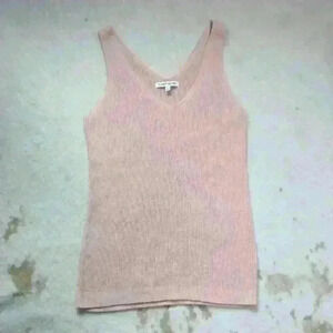 ELIZABETH & JAMES Tunic Length Knit Sleeveless V Neck Tank Peach Women Med